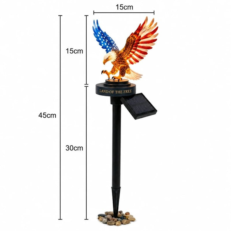 Solar Eagle Garden Light size: 45 cm tall, 15 cm wide