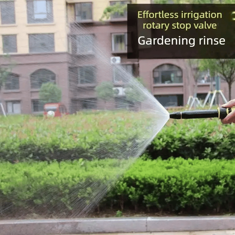 Watering a garden with a spray nozzle